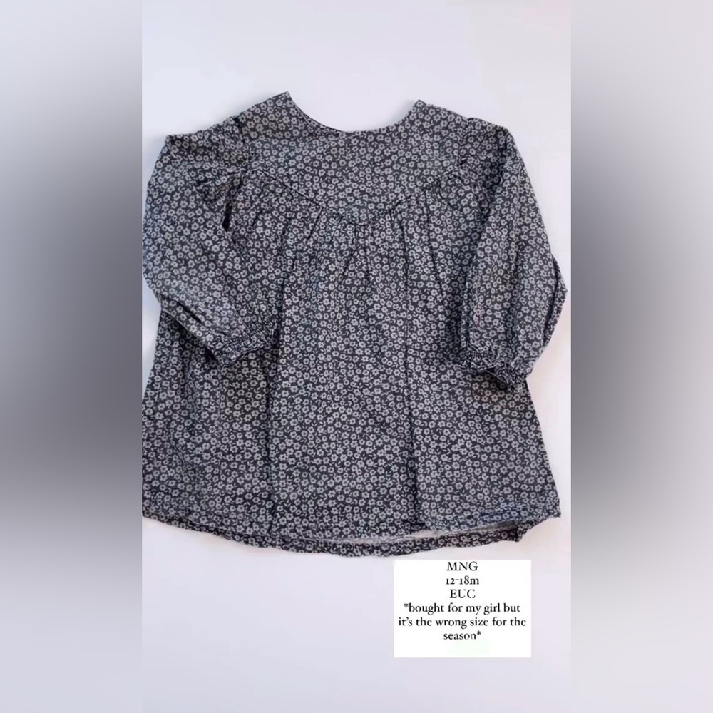 MNG Blue Floral Smocked Tunic Dress Formal